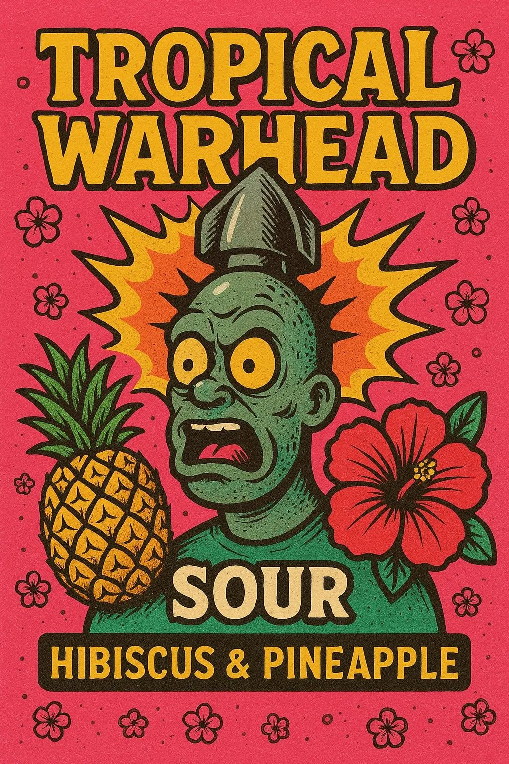 Tropical Warhead with Hibiscus and Pineapple